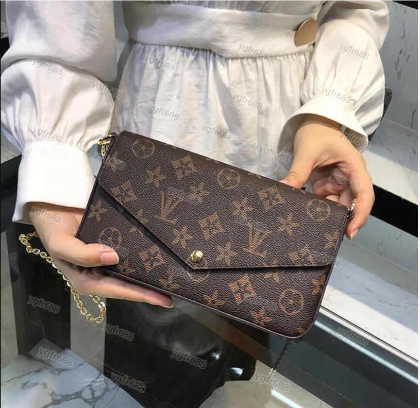 

women Crossbody bags 3 pcs/set wallet lady shoulder Messenger bag favorite multi pochette Purse Handbags with box New, Brown flower
