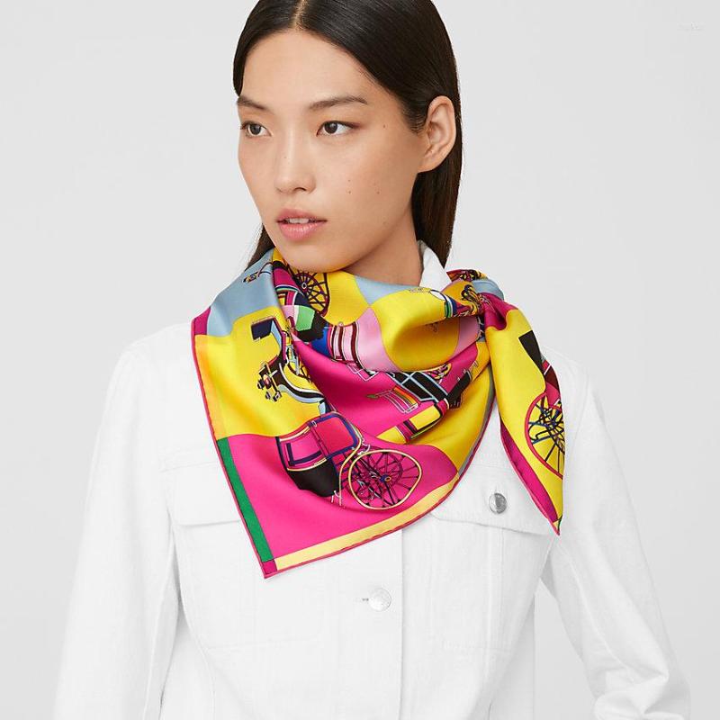 

Scarves Silk Scarf Hand Rolled Edges Satin 90x90 Head Designers Bandanas