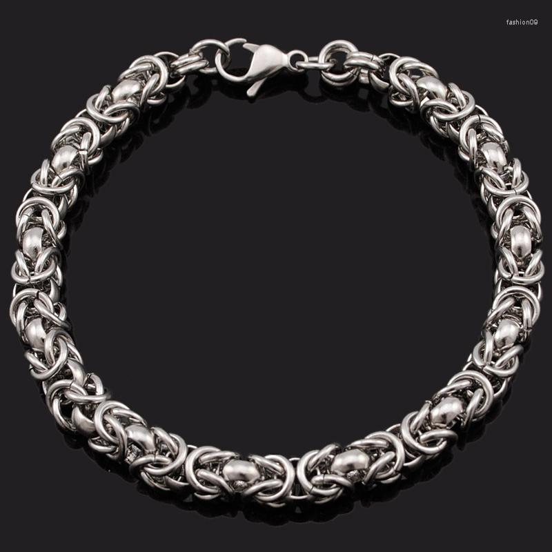 

Link Bracelets Dolaime 22cm 7mm Stainless Steel Byzantine Style Men 's Fashion Bracelet Jewelry High Quality Gift GB1484