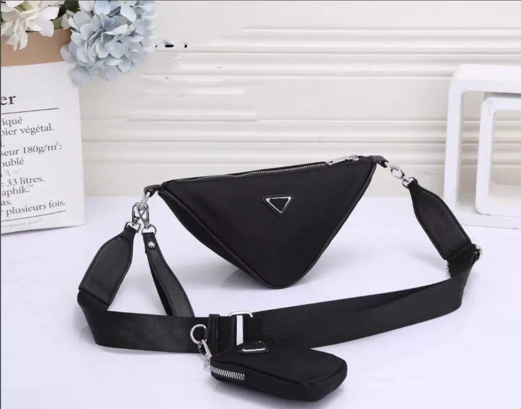 

Luxury Re-edition Designer Triangle bags 2005 Nylon leather Shoulder bags 2 in1 with wallet Women Crossbody messenger Handbag Evening Totes purse, Orange