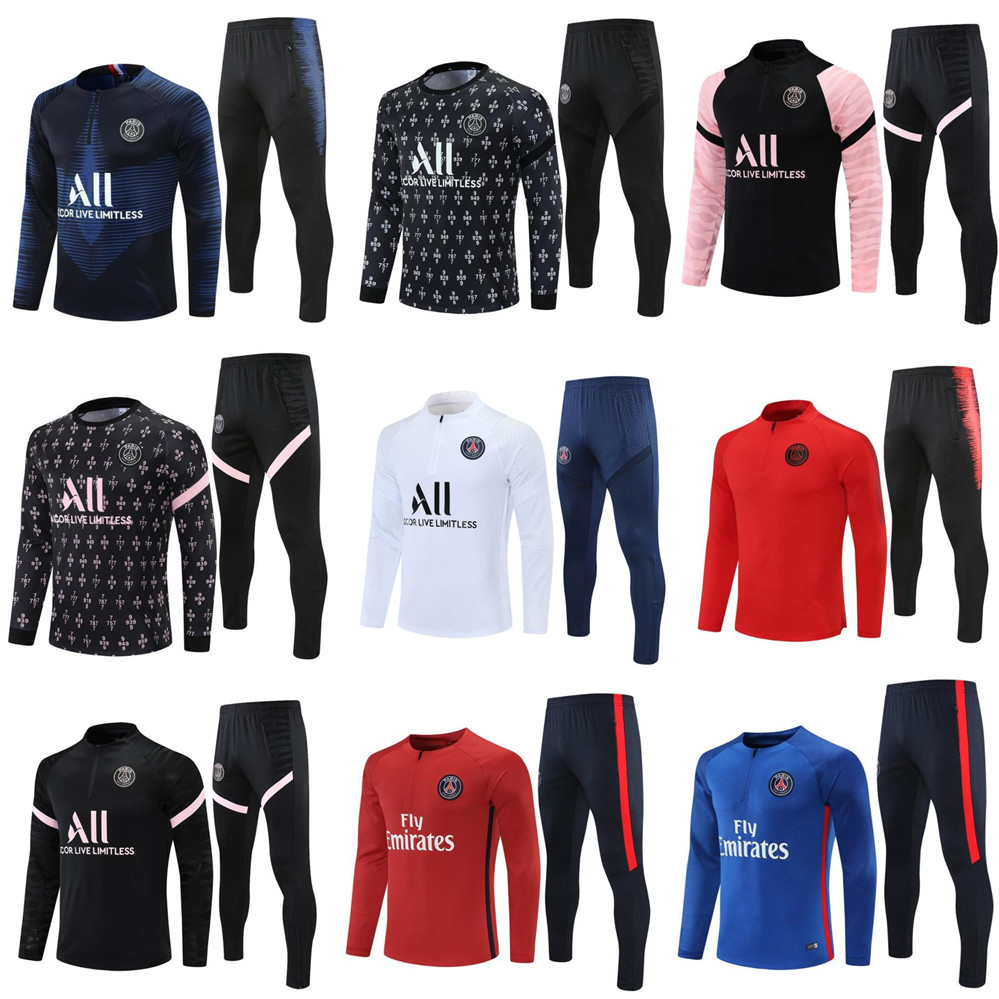 

20 21 22 kids psgs Paris tracksuits training chandal MessiS mbappe kit survetement foot tuta jacket retro futbol Soccer football men 2xl