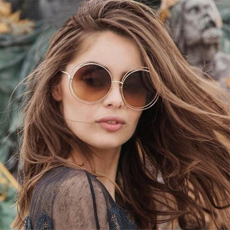 

Sunglasses ZXTREE Fashion Round Women Large Mirror Oversized Designer Double Frame Sun Glasses Lady MultiColor UV Z54