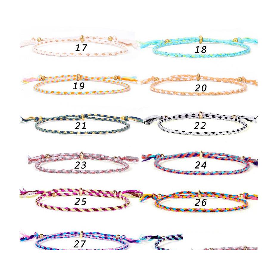 

Link Chain Handmade Braided Bracelets Men Women Lucky Jewelry Twisted Thread Tibetan Cotton Rope Copper Bead Tassel Wristbands Adju Dh8Qu