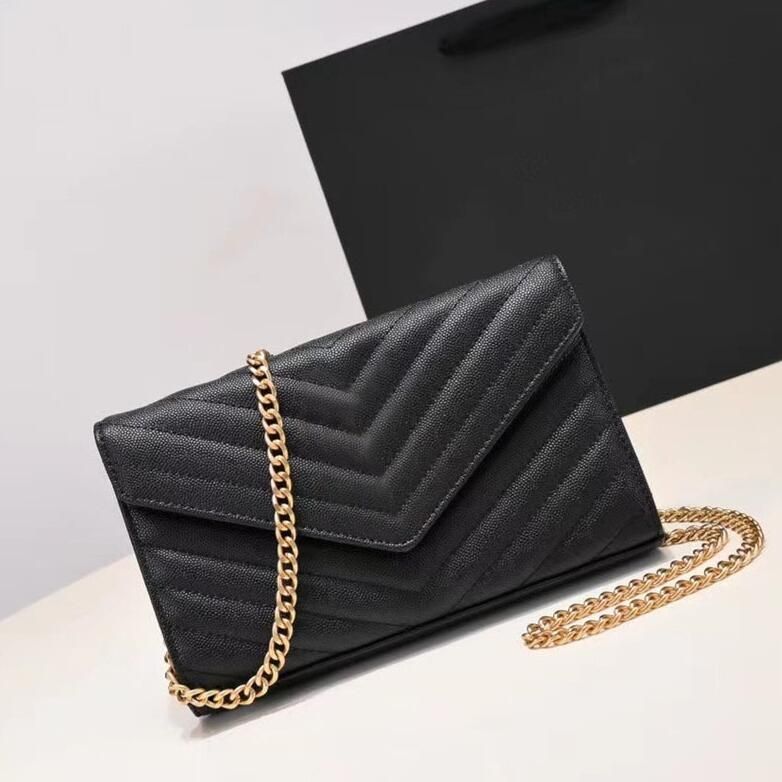 

Fashion Designer Woman Bag Women Shoulder bag Handbag Purse Original Box Genuine Leather cross body chain high grade quality, All black;caviar