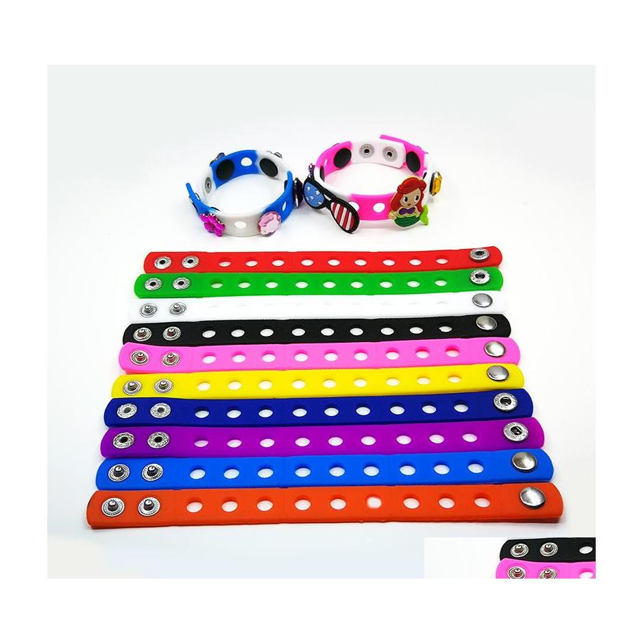 

Shoe Parts Accessories Moq 200Pcs Wholesale Optional 17 Colors 18Cm Soft Sile Wristlets Bracelets Wristbands Fit With Croc Jibz Ch Dhr4Y