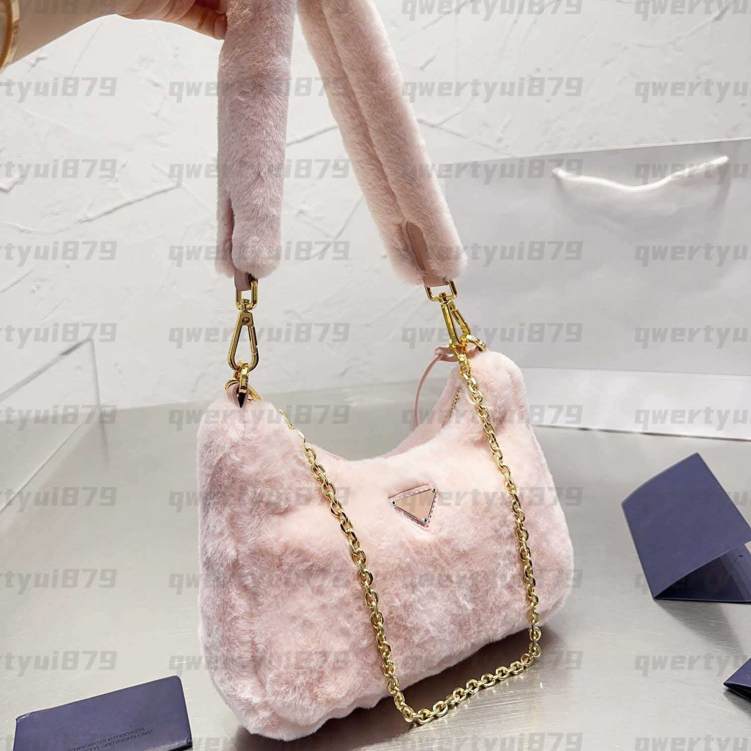 

2023 New Shoulder Bags Luxury Designer Bags Fuzzy Purse Fur Bag qwertyui879 Fluffy Tote Underarm Shoulder Handbag Hobo Plush Furry Pouch Wallet 121622H, Pink