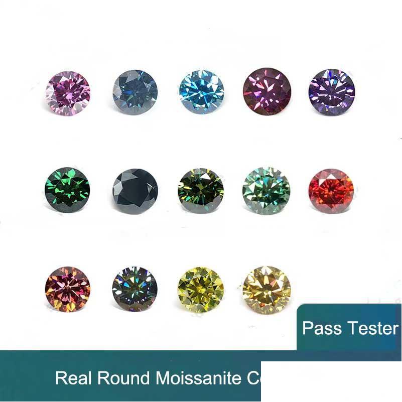 other round cut moissanite loose stones color moissanita diamond gemstone 8 heart arrow lab pass for diy jewleryother otherother