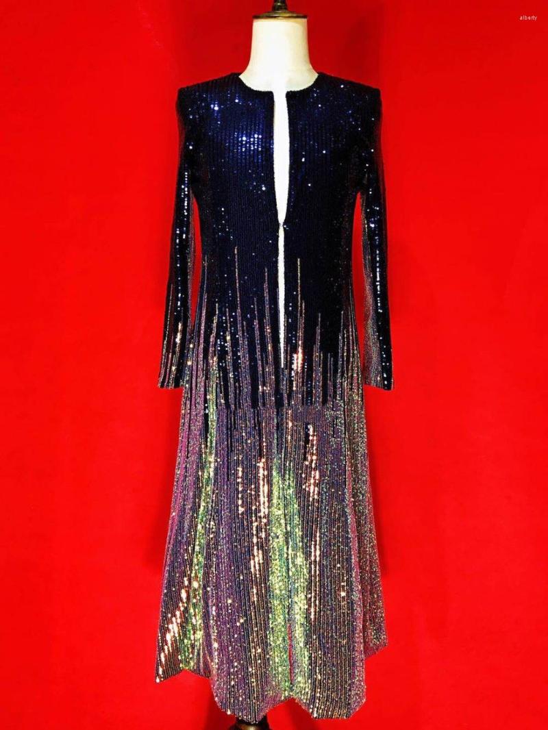 

Stage Wear Male Nightclub Costume Fashion Singer Concert Men's Colorful Sequins Long Coat Jackets TideOuterwear Customized S-4XL