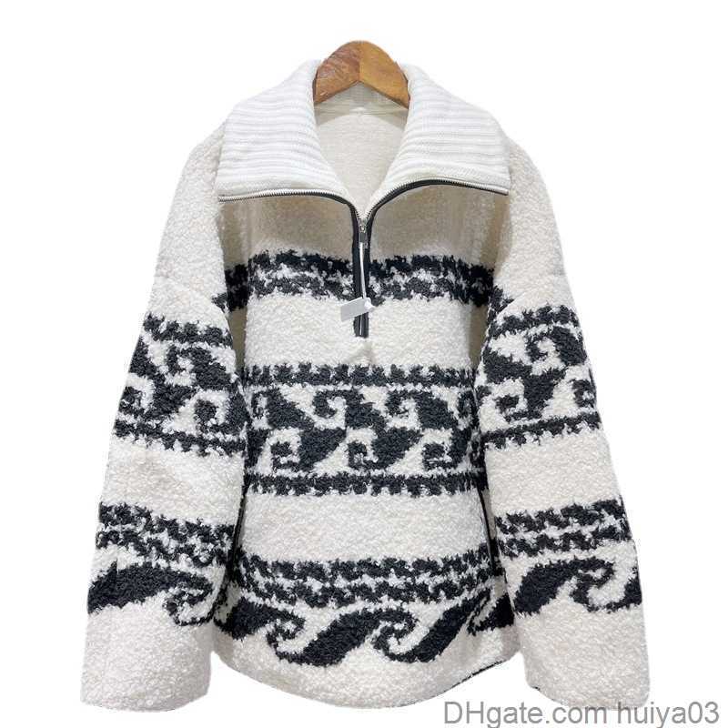 

Isabel Marant Etoile Marner Sweater Women Zipper Pullover Sweaters Half-zip Fleece Coat Huiya03, White