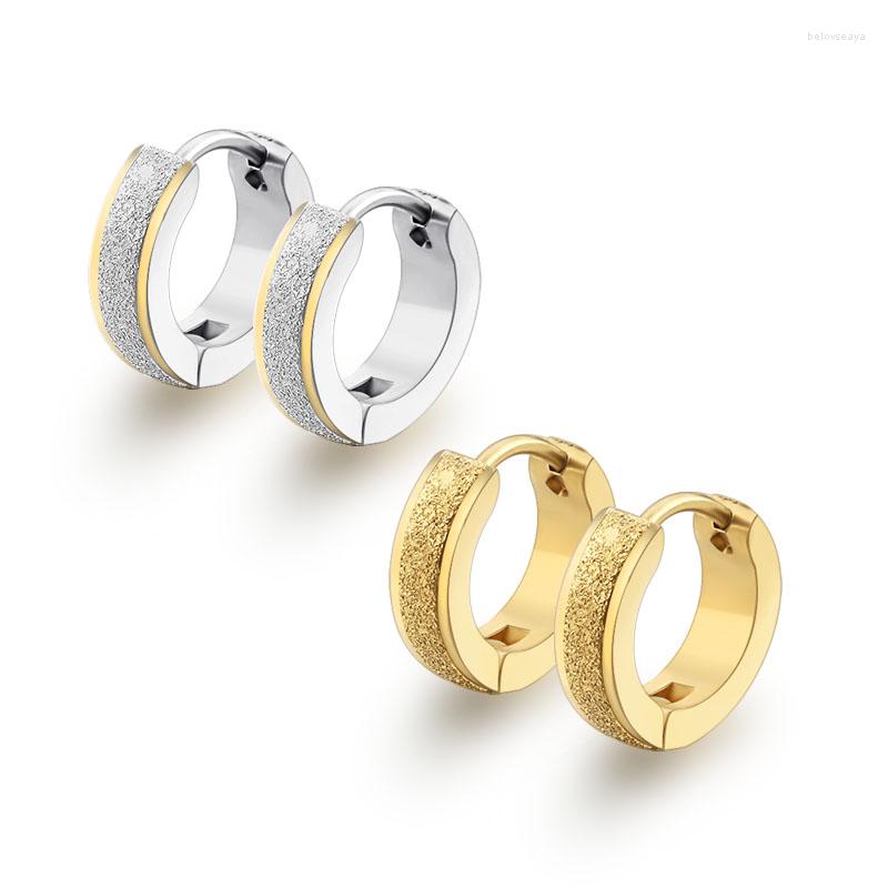 

Hoop Earrings 1Pair Fashion Men's Ear Plugs Creoles Stainless Steel 4mmx14mm Punk Style Jewelry Anti-allgergic