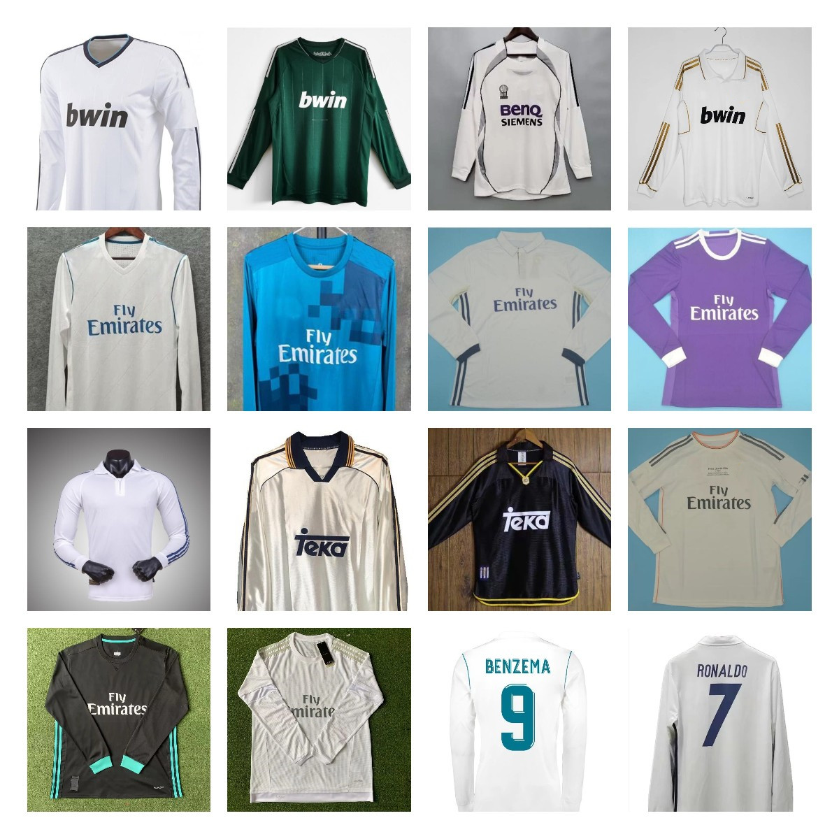 

Retro Real Madrids Soccer Jerseys long sleeve GUTI Ramos SEEDORF CARLOS 10 11 12 13 14 15 16 17 RONALDO ZIDANE Beckham RAUL 00 01 02 03 04 05 06 07 finals KAKA Football shirt, 37