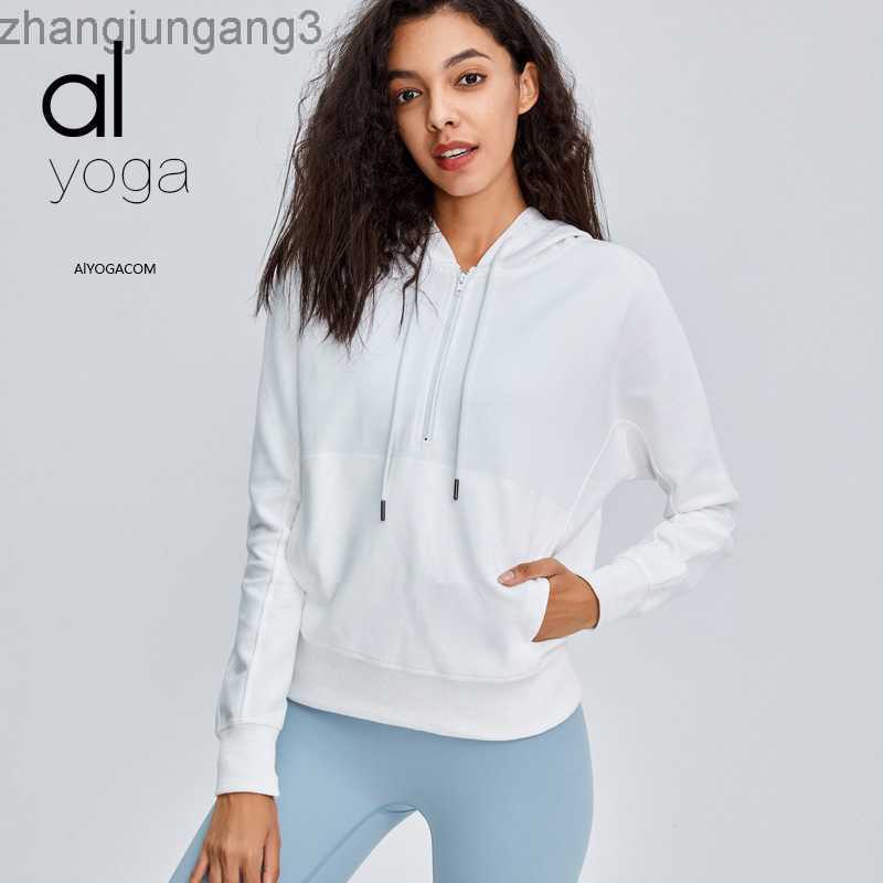

Designer Alos Yoga Short Jacket Autumn And Winter New Warm Hooded Sports Jacket Women's Casual Wear Training Fitness Sweater White, White band label