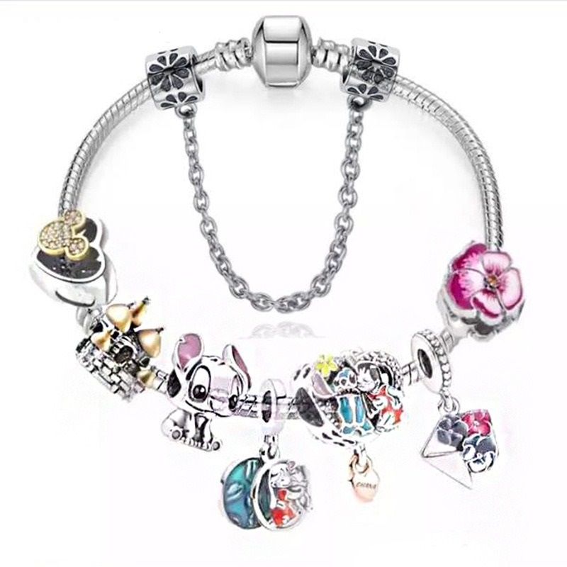 

Fashion Pandora Style Charm Bracelet Women Clear Crystal Unicorn European Charm Beads Cartoon Princess Dangle Fits Pandora Charm Bracelets Necklace DIY Jewelry