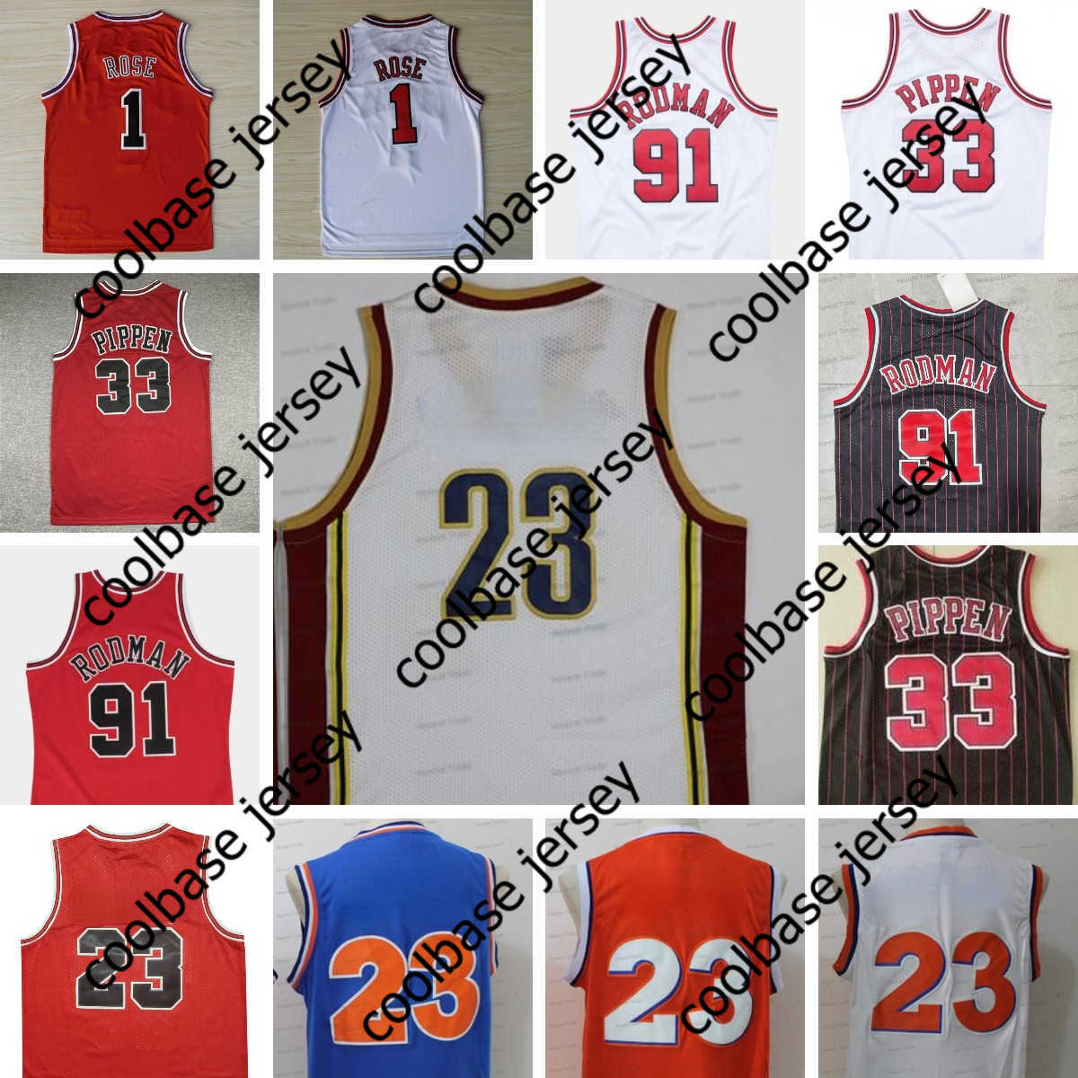 

Basketball Jerseys Retro Mens Dennis Rodman Basketball Jersey White Rose Scottie Pippen 23 Red Stitched Men Jerseys Cav Uniforms Good