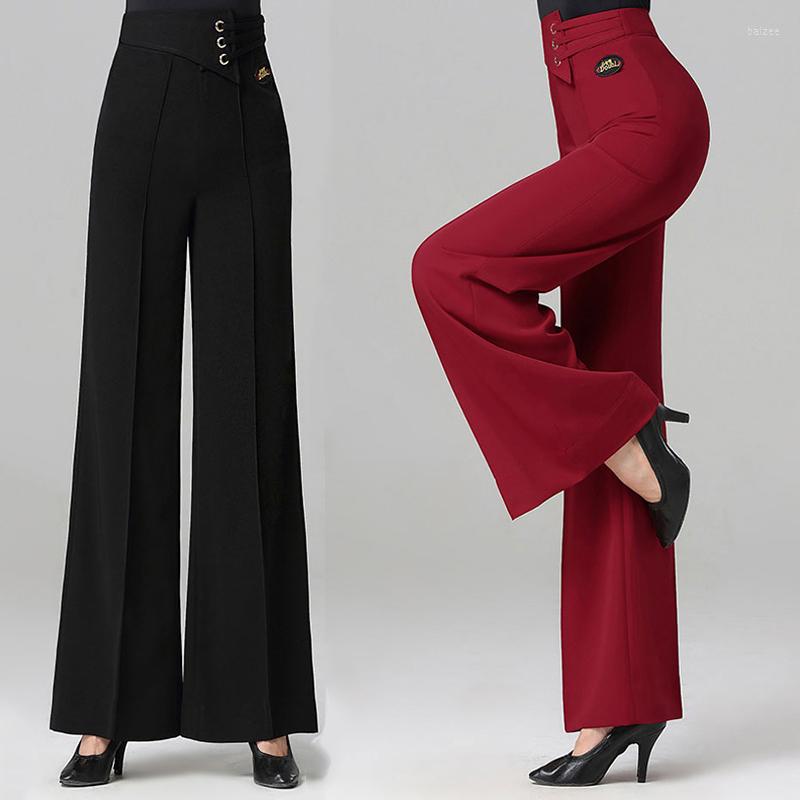 

Stage Wear Black Red Ballroom Dance Pants Lady's Tango Waltz Dancing Costumes Women Latin Competition Long