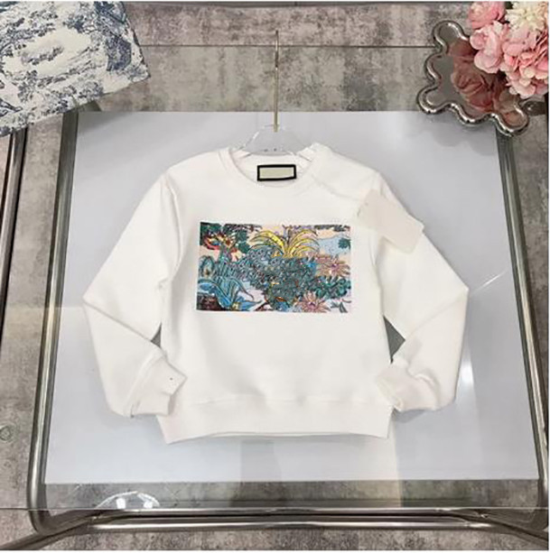

2023 top Designer Kids Sweatshirts Loose Breathable Pullover Boys Girls Child Fall Winter Hoodies Baby Sweatshirt with Tiger Flower Alphabet AAA, White