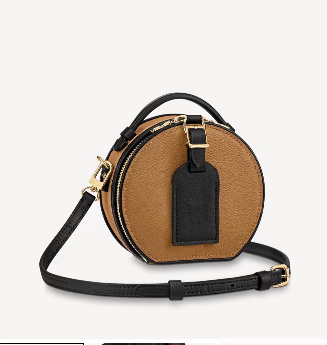 

Luxury Designer Boite Chapeau round Bag cake Cowhide Shoulder Crossbody Bags Nano Handbags Clutchs Women phone camera Purses, Brown flower