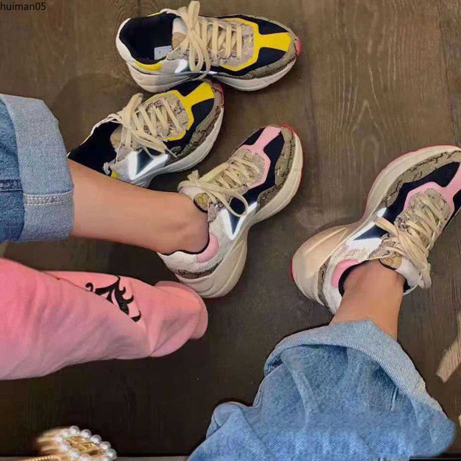 

Womens Mens Rhyton Casual Shoes Classic Paris Dad Platform Leather Shoes Sneakers Thick Bottom Sneaker Zapatos hm051202