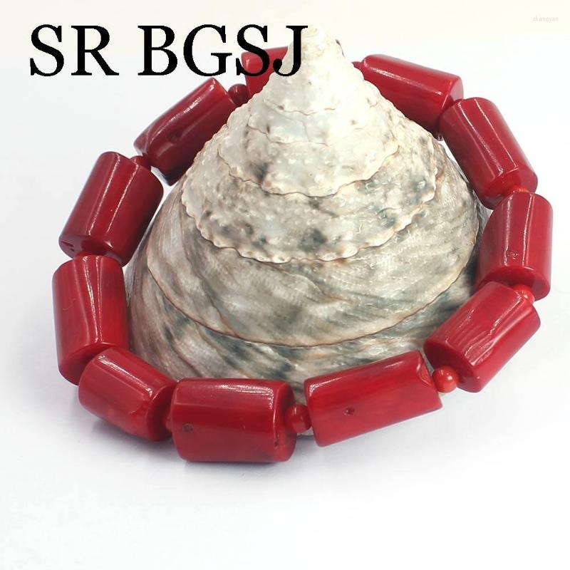 

Strand 10-14mm 4mm Halloween Gift Lady Wedding Women Jewelry Elastic Natural Red Coral Bracelet 7.5-8inch