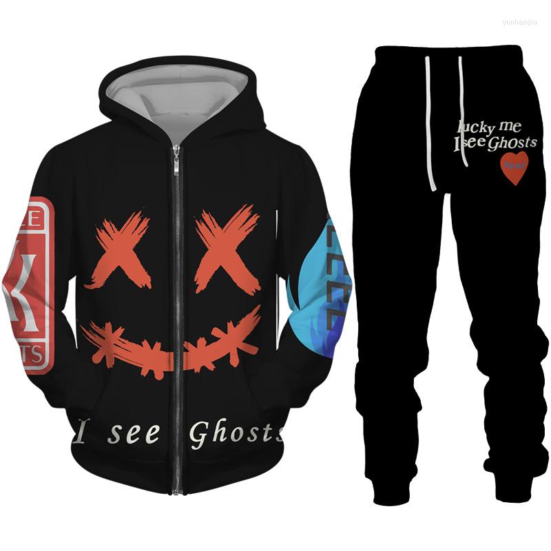 

Men's Tracksuits Men Women Lucky Me I See Ghosts Letter Print Hoodie/Zipper Sweatshirt/Pants/Set Hip Hop Funny Streetwear Jogging Suit, Pants-1