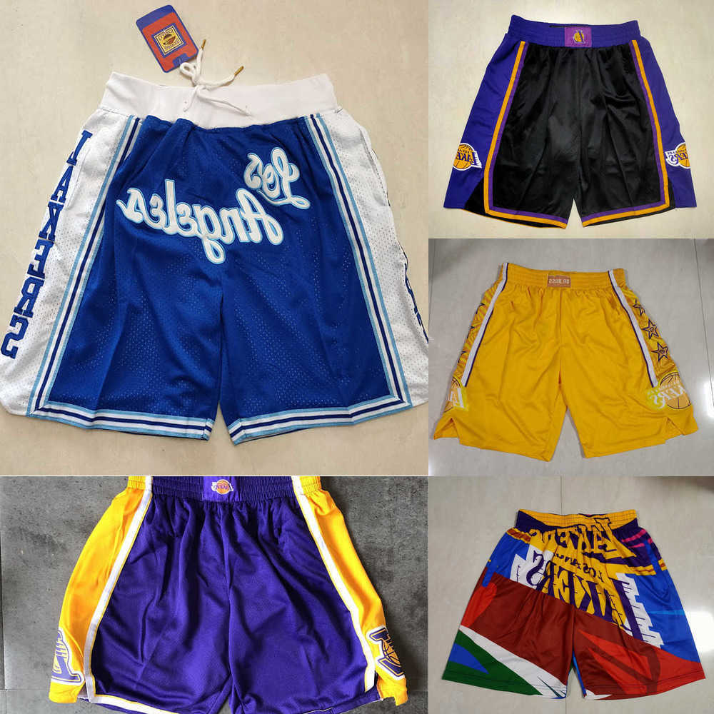

Los Angeles''Lakers''men Throwback Basketball Shorts pocket purple yellow blue, Color