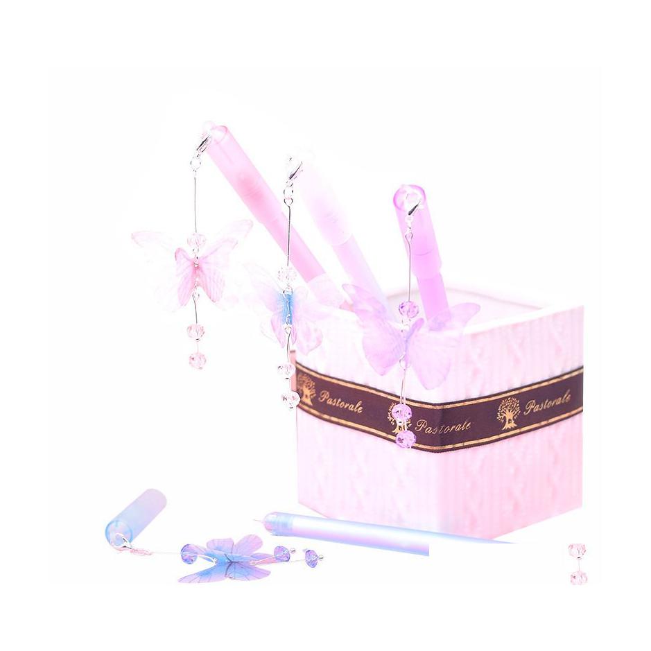 

Gel Pens 1Pc Cute Butterfly Pendant Neutral Kawaii Crystal For Kids Gift School Office Supplies Stationery Gga4296 Drop Delivery Bus Dhaon