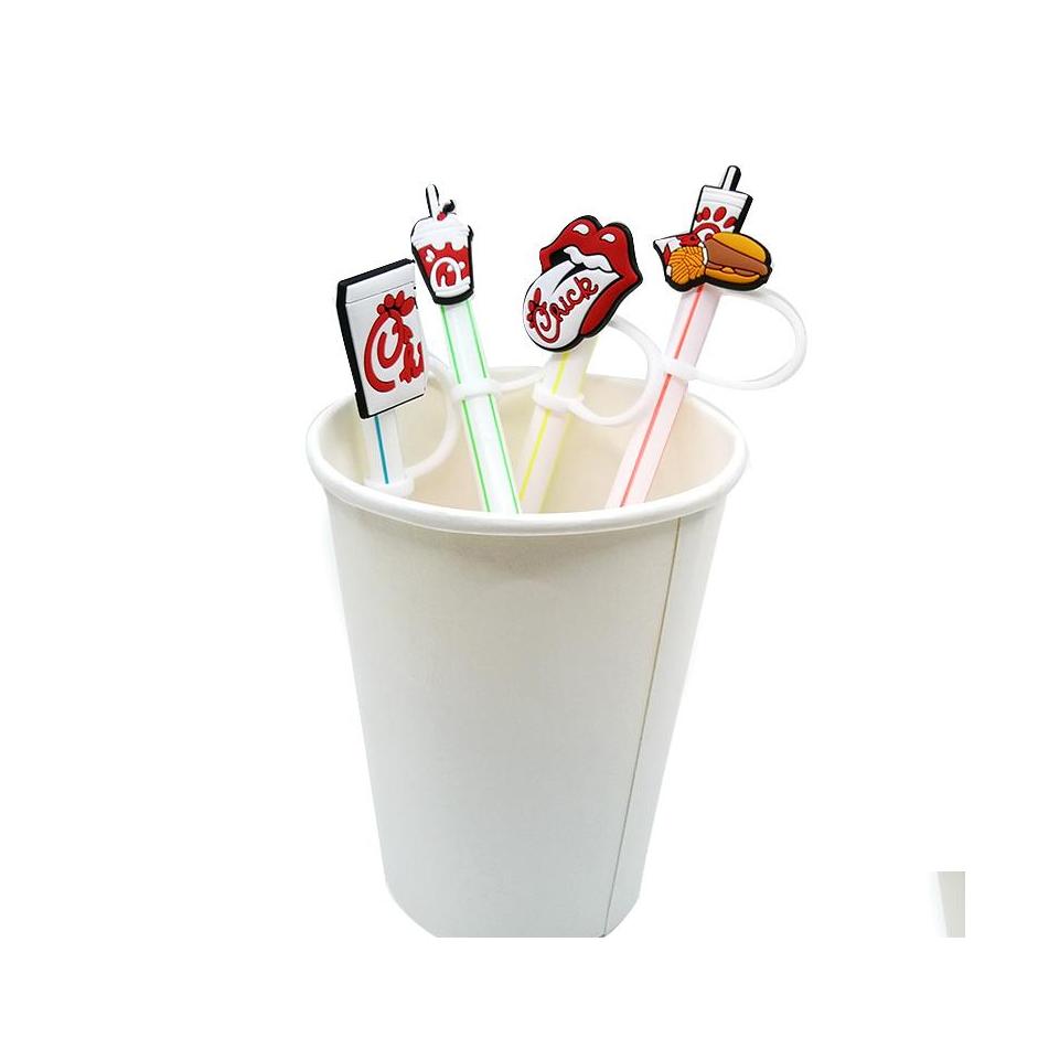 

Drinking Straws Custom Soft Chicken Fil A Sile St Toppers Accessories Er Charms Reusable Splash Proof Dust Plug Decorative Homefavor Dheiw