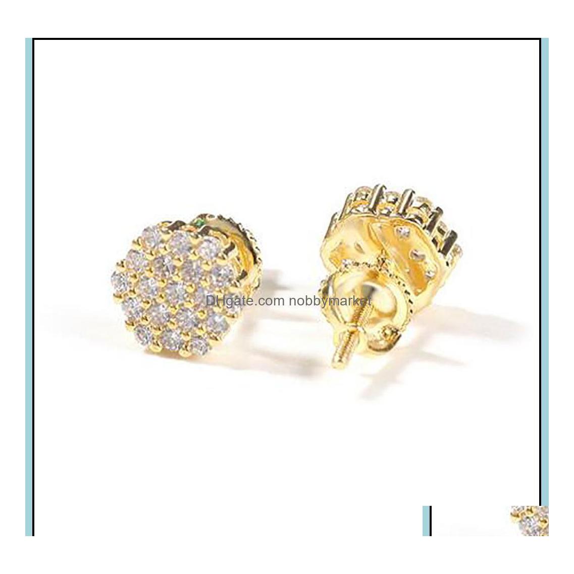 

Stud Earrings Jewelry 925 Sier Hexagon Drop 1 Pair Casual Iced Out Diamond Micro Pave Cubic Zircon Earring Men Women Gift Delivery 20 Dhohx