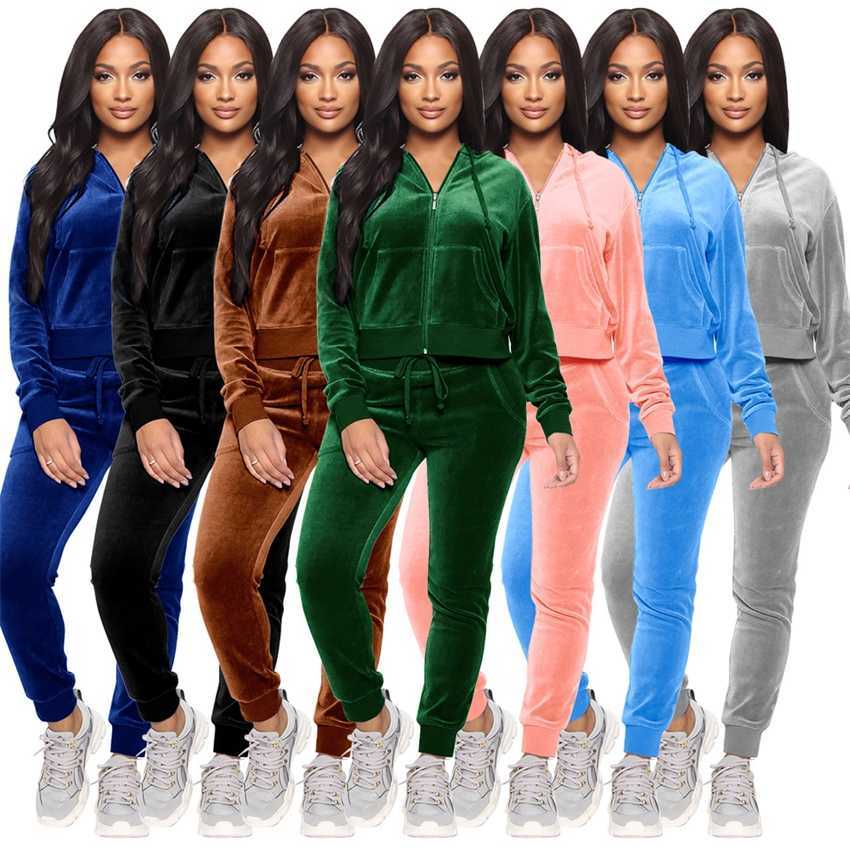 

Women Tracksuit Velvet Two Piece Set Oversize Hoodies Sweatshirt Sweatpants Joggers Sport Pant Suits Femme Outfits Sweatsuits, Black