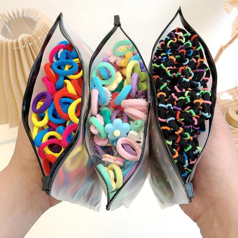 

Hair Accessories 60/100pcs/Set Elastic Bands Girls Colorful Nylon Headband Kids Ponytail Holder Scrunchie Ornaments Gift, Black