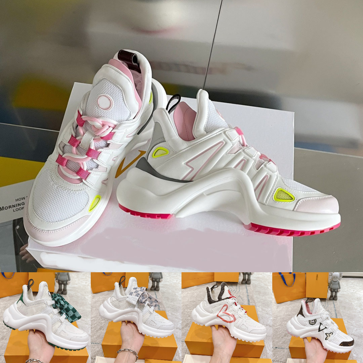 

top quality Casual Shoes Archlight Sneakers Womens Lace-up Trainers Height Increasing Mens Dad Show Arch fastion Luxury Breathable, Color 3