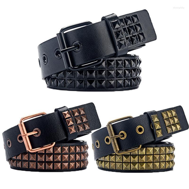 

Belts Metal Rivet Men's Leather Belt Punk Hip Hop Fashion Versatile Ladies Gothic Luxury Design Brand Casual AccessoriesBelts Donn22, Green