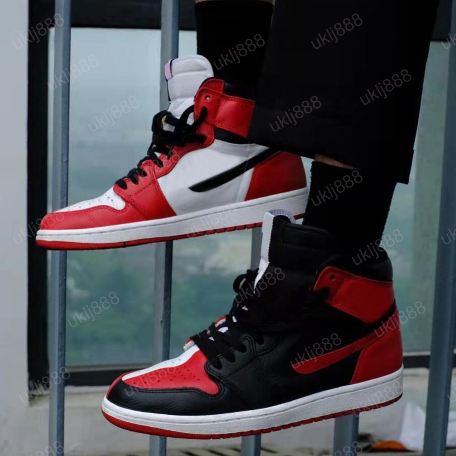 

Basketball shoes 1 High OG Homage To Home 861428-061 1s I Bred Chicago Women Men Sports Shoes Sneakers Trainers, Split