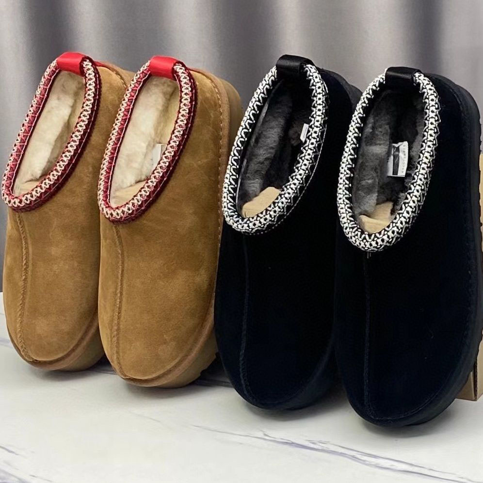 

2023 Tasman Slippers Chestnut Fur Slides Sheepskin Shearling Tazz Mules Women Men Ultra Mini Platform Boot Slip-on UGGity Shoes Suede Upper Wool Comfort Fall Winter, 08