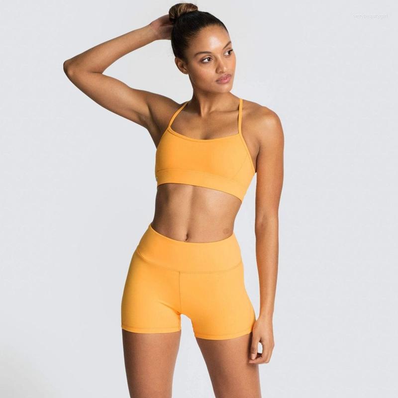 

Active Sets Gym Womens Outfits 2023 Workout Clothes For Women Sportwear Lycra Sports Bra Shorts Set Fitness Clothing Wear Yellow, Gray