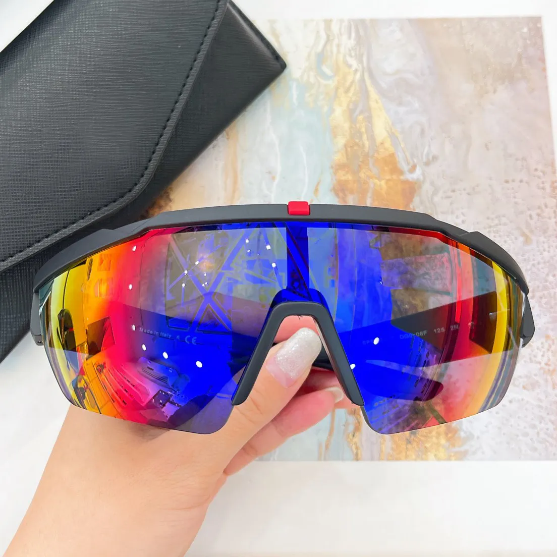 

fashion eyewear mens shield police eyewear womens sports sunglasses uv00 prevent scratch full frame Goggle protective eyewear Personality style glasses trend pra