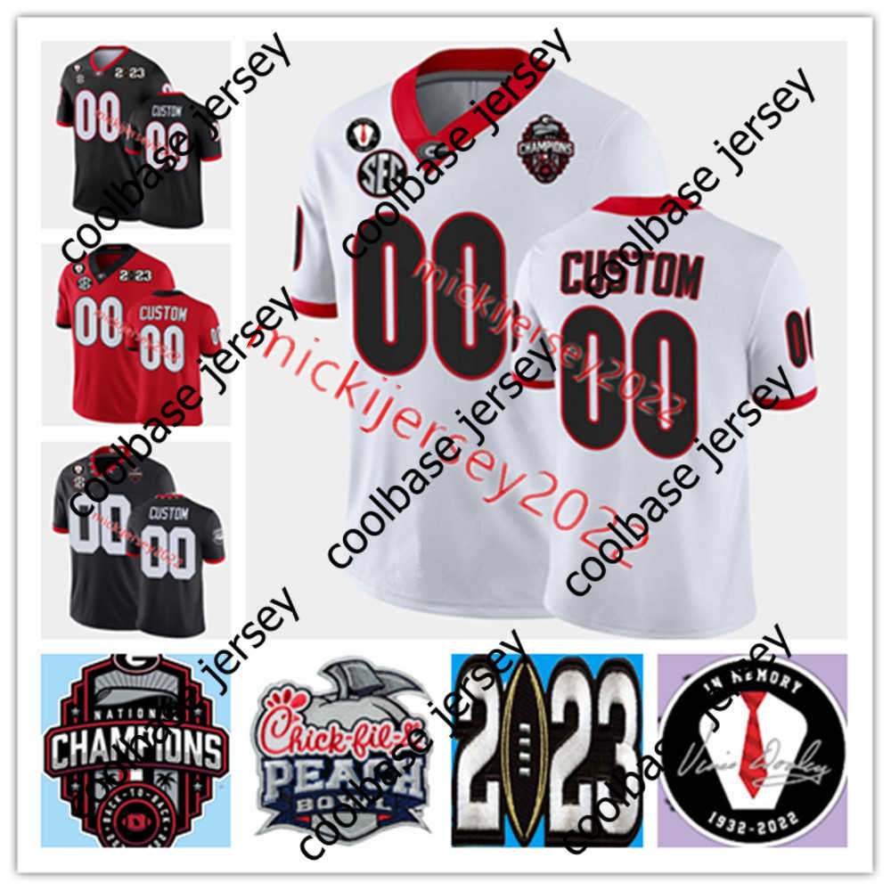 

Javon Bullard Football 2023 vince dooley Peach Bowl Jerseys Custom 29 Christopher Smith 97 Warren Brinson 14 DJ Daniel Walter Gran 84 Ladd, Vince dooley +champions two patch