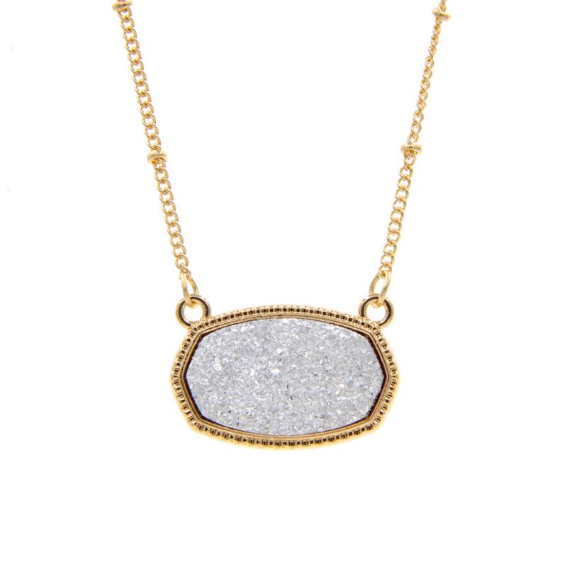 

Pendant Necklaces Resin Oval Druzy Drusy Hexagon Necklace Gold Choker Statement For Women Jewelry GiftPendant