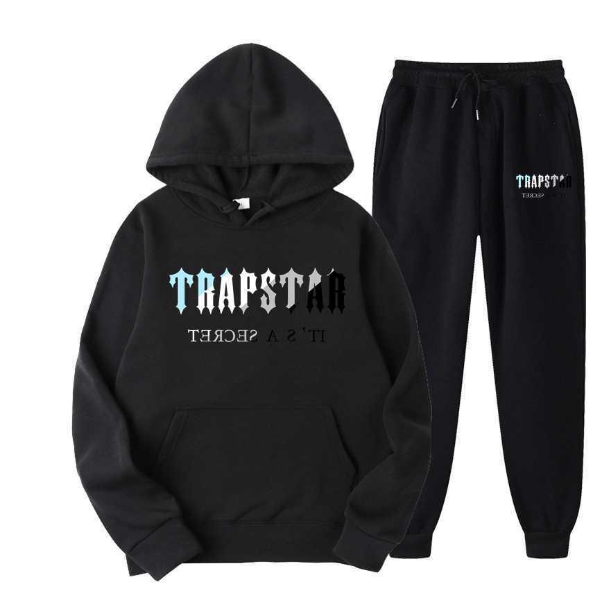 

Tracksuit Brand Trapstar Printed Sportswear Men 16 Colors Warm Two Pieces Set Loose Hoodie Sweatshirt Pants Jogging, Beige