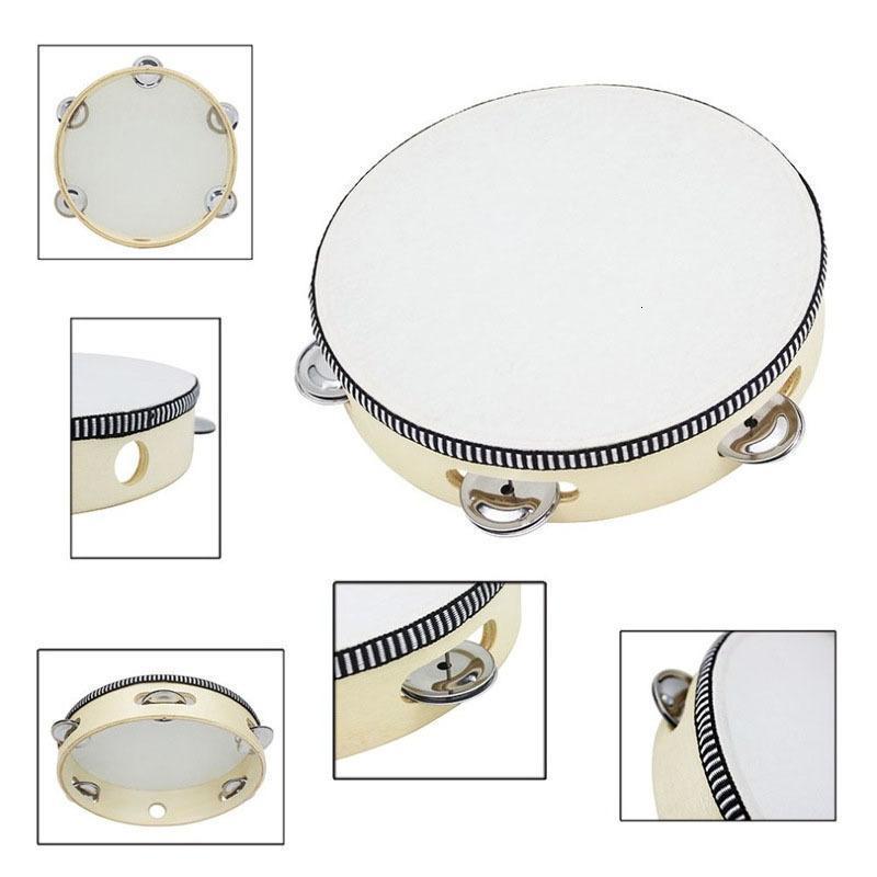 

UPS Drum 6 inches Tambourine Bell Hand Held Tambourine Birch Metal Jingles Kids School Musical Toy KTV Party Percussion Toy