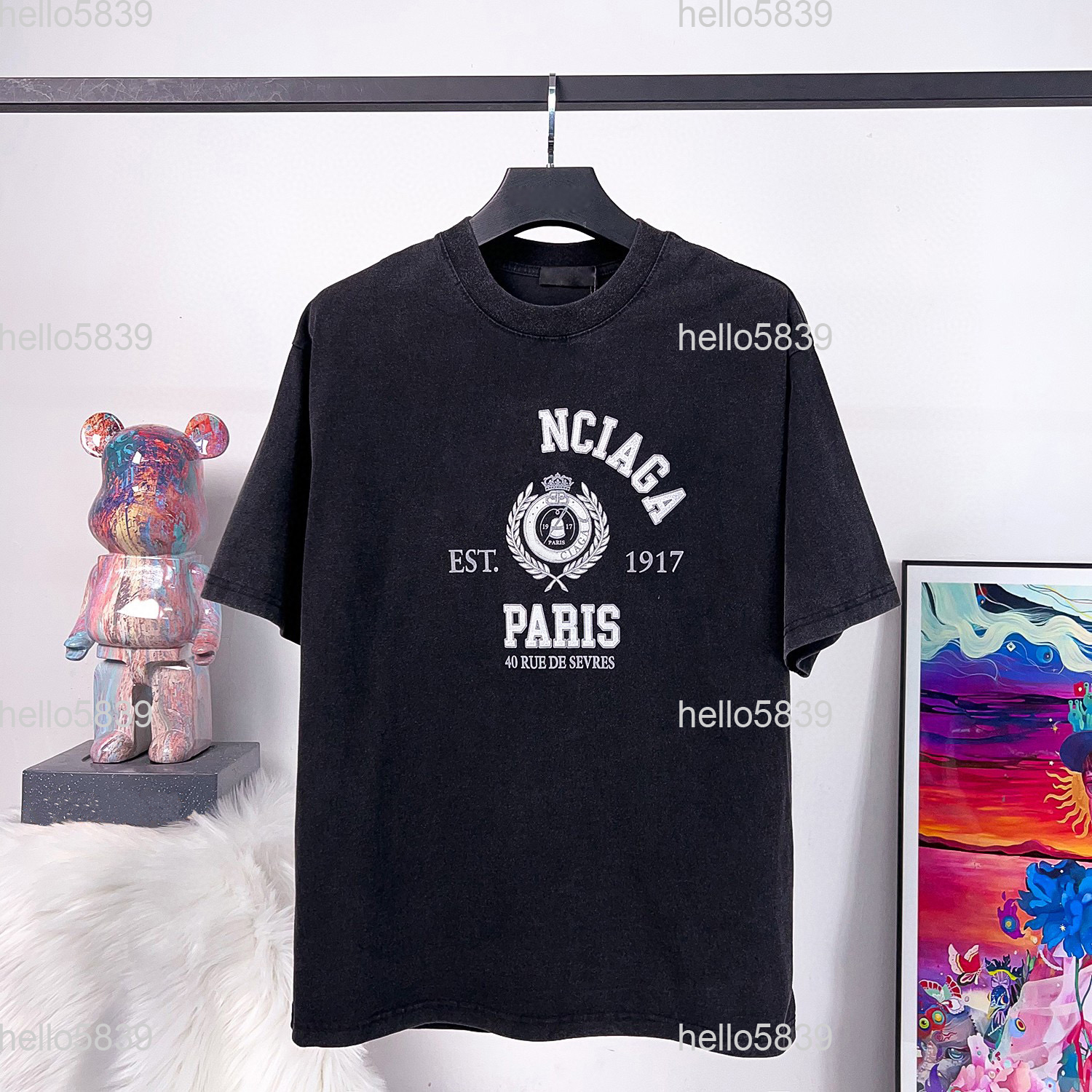 

2023 Tees Mens Designers T Shirt Man Womens tshirts With Letters Print Short Sleeves Summer Shirts Men Loose Tees Asian size -XXXL 372, Black