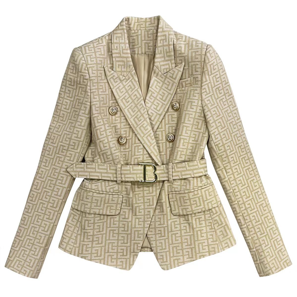 b071 womens designer suits blazers tide brand highquality retro fashion designer presbyopic maze series jacket lion doublebreasted slim plus size