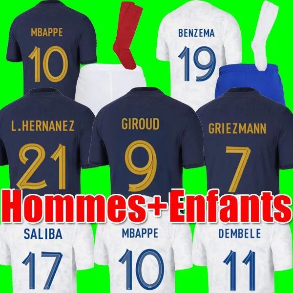 

Maillots de Football 2022 World Cup Soccer Jerseys French GIROUD BENZEMA 22 23 Football Shirts MBAPPE GRIEZMANN DEMBELE Maillot Foot Men Kids Kits Sets, Away women