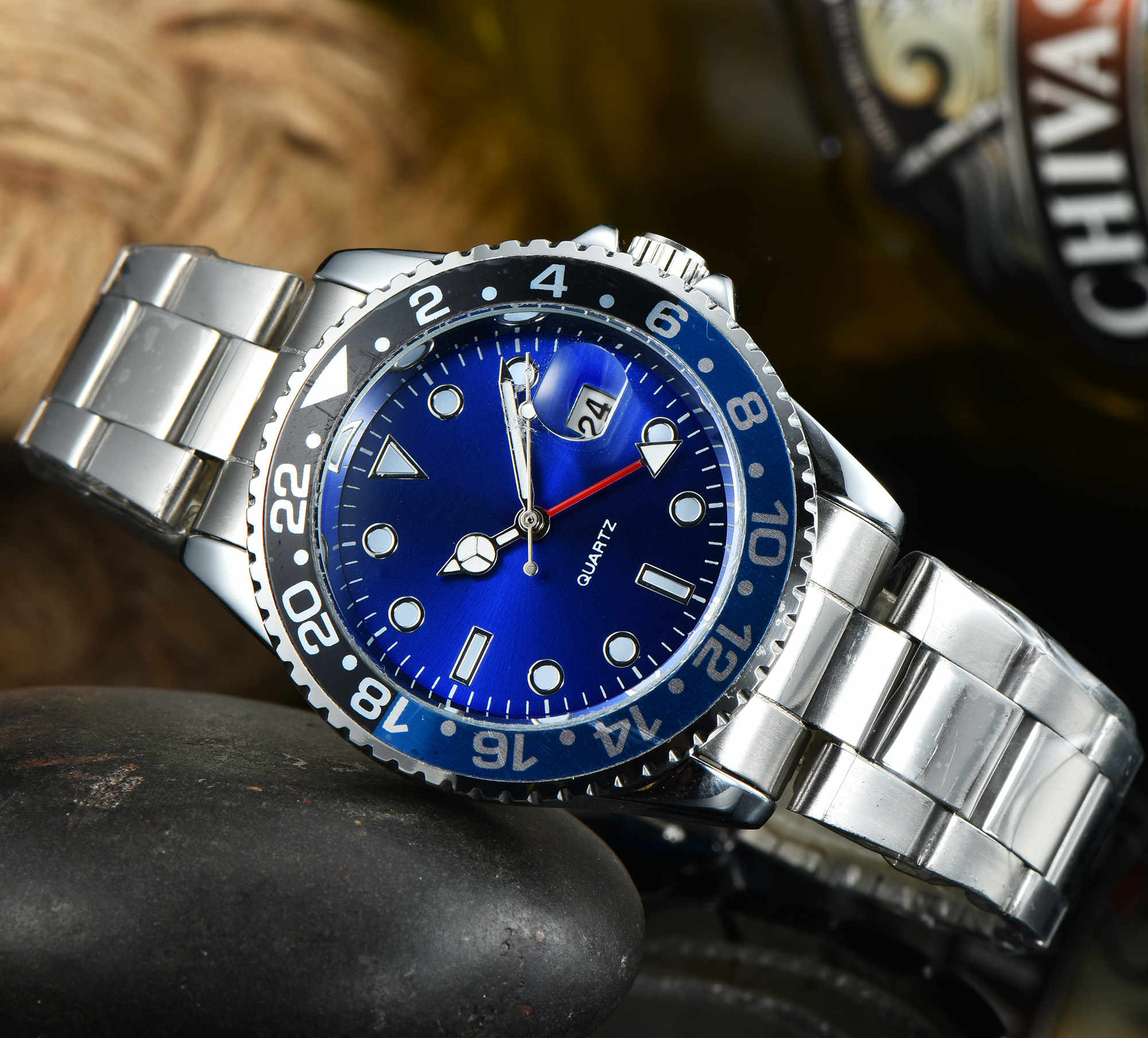 

2023 new mens watches Luxury wist fashion Black Dial With Calendar Bracklet Folding Clasp Master quartz Men watch relogio masculino