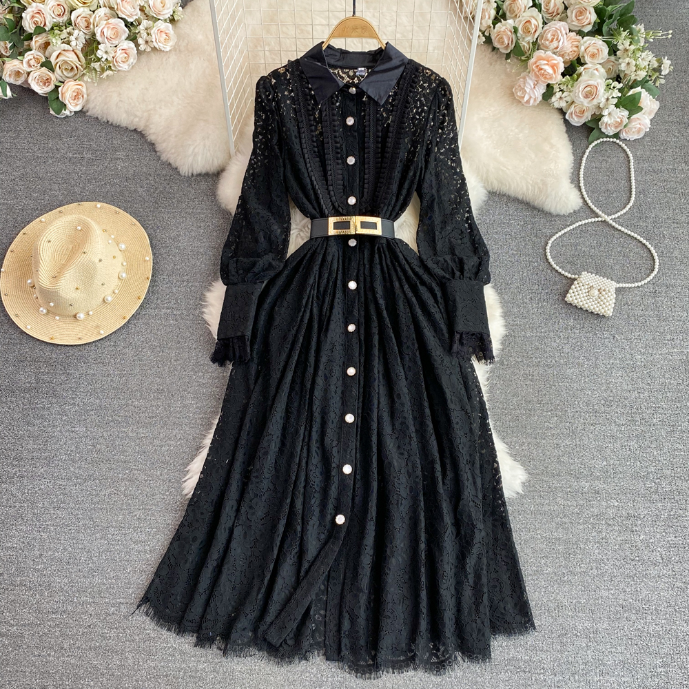 

2023 New Fashion Casual Dresses Pink Black Summer Women Holiday Beach Zip Dress New Style V Collar with High Waist Embroidery Lotus Leaf Dresses Students