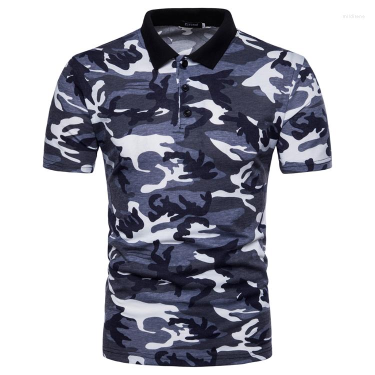 

Men's Polos 2023 Men Shirt Short Sleeve Casual Camouflage, Gray