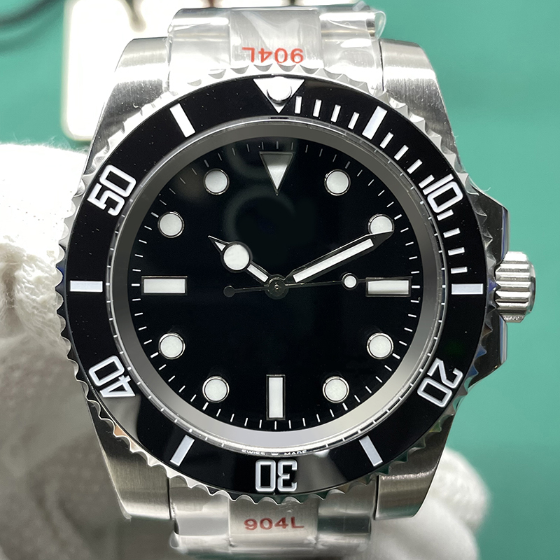 

Luxury SubDiver Watch Correct Date Form Real 28800 vph SWIZ Movement Cloudf Ceramic Bezel Super Luminous 904L Stainless Steel Bracelet, Black