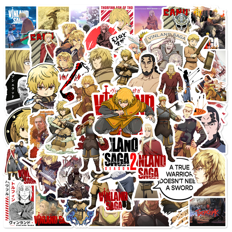 

50Pcs Vinland saga Sticker Thorfinn Karlsefni Graffiti Kids Toy Skateboard car Motorcycle Bicycle Sticker Decals Wholesale, Multi colors