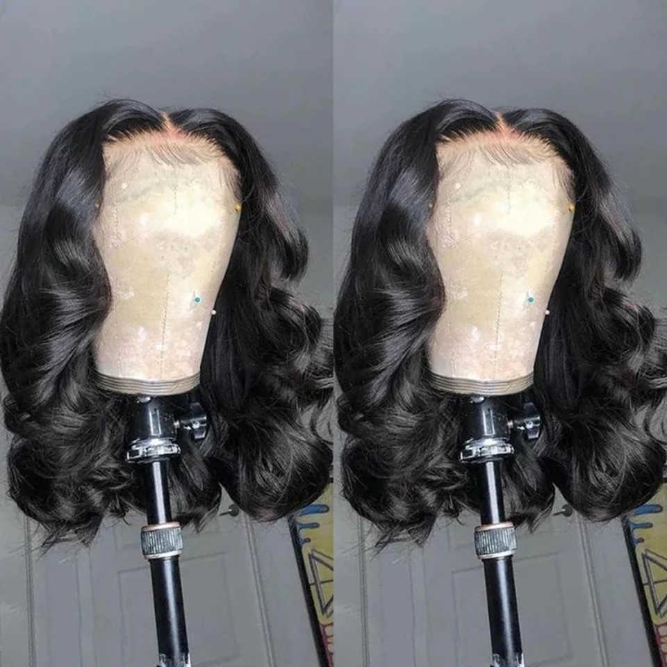 

Nxy Lace Wigs Body Wave Front Bob 13x4 Human Hair 180% Brazilian Remy Short Water 4x4 Closure for Women 230106, T part lace wig