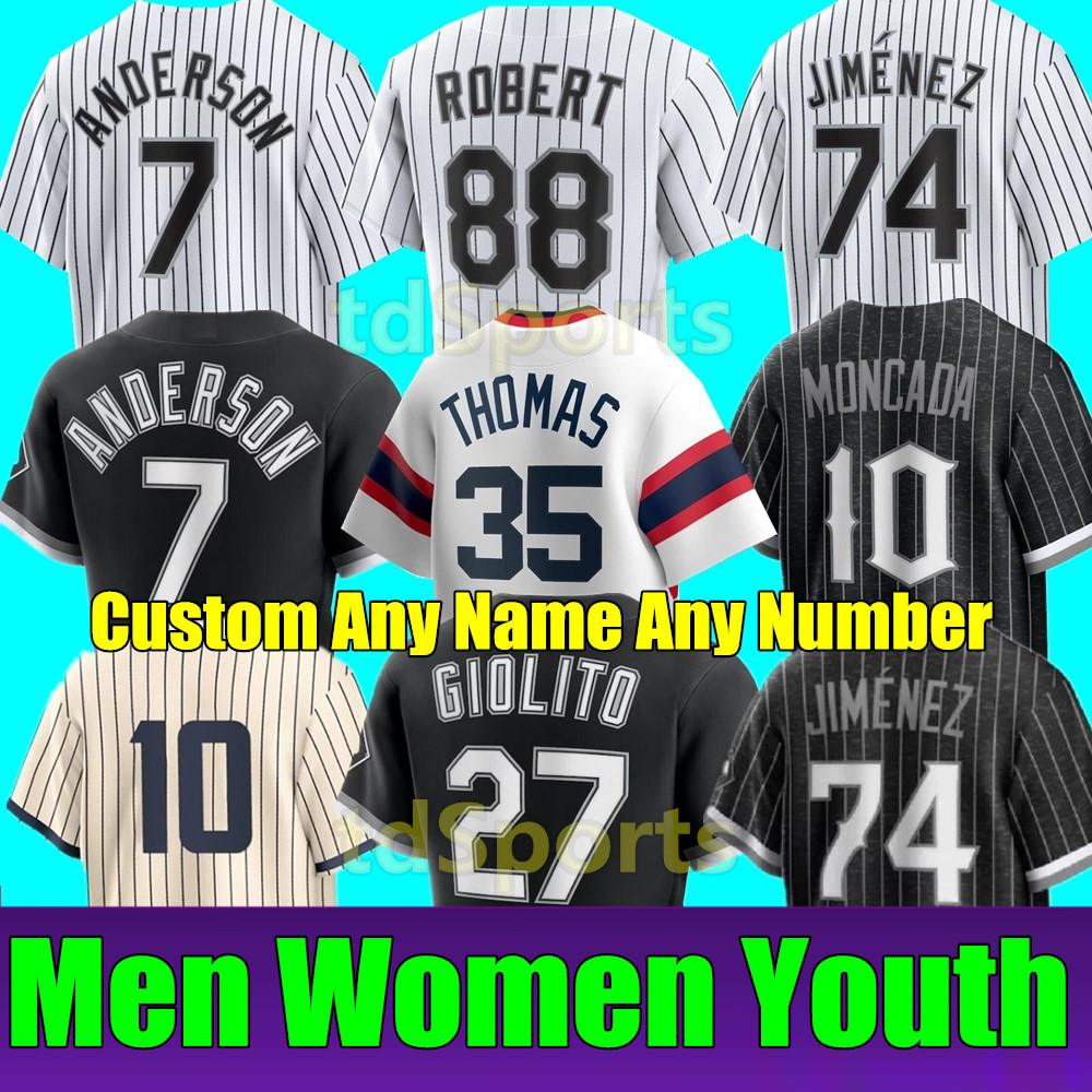 

2023 S-4XL Custom Eloy Jimenez Tim Anderson Jersey Lance AJ Pollock Lynn Luis Robert Yoan Moncada Jose Abreu Chicagos Andrew Vaughn Yasmani White sox Grandal Kimbrel, As shown in illustration